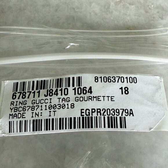 Gucci 678711 Unisex Sterling Silver Chain Ring with Black plaque, SZ 18, 16 - Picture 11 of 13